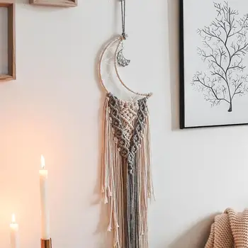 Skandynawski styl Gwiazda Księżyc gobelin ręcznie макраме ścianie gobelin Oranment do salonu, sypialni w domu Boho dekoracji