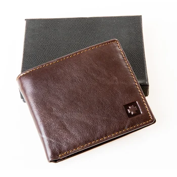 Skóra naturalna męskie portfele moda krótki podwójny portfel RFID zablokować uchwyt karty kredytowej kopertówka męska marka biznes portfela R1