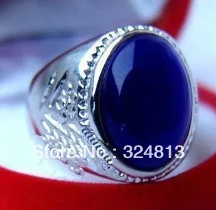 Sprzedaż>@@ piękne tybetańskie srebro męskie pierścień z niebieskim opalem #1924 -Bride jewelry good