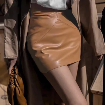 Spódnice damskie jesień nowa sztuczna seksowna skórzana hip spódnica wysoka talia hip elastyczna gotycki jesienna spódnica biała spódnica punk Japonia czarna spódnica
