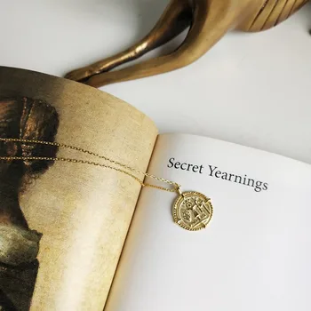 Srebro próby 925 religijny styl multi łańcuch naszyjnik złoto rocznika portret wisiorek naszyjnik kobiety krótki naszyjnik