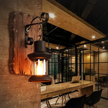Sztuka, twórczy, retro przemysłowy drewniany kinkiet minimalistyczny dekoracyjne led kinkiet do restauracji baru na kawę domowego wyrobu lampa