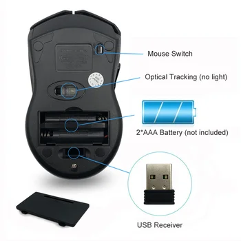 T-WOLF Q5 bezprzewodowa 2,4 Ghz cicha myszka 1800DPI regulowana ergonomiczna dobra mysz bezprzewodowa optyczna myszka do laptopa