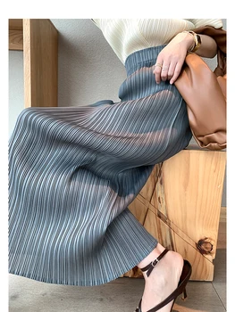 TIANPEI Miyake plisowane spódnice damskie 2020 długie koreańskie spódnice duże stretch wrap hip estetyczna odzież prosta spódnica plus size
