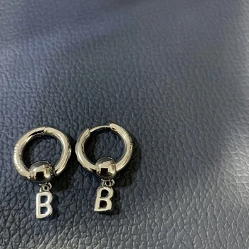TIMEONLY koreański moda list B hak kolczyki dla kobiet złoty kolor haki metalowe koło spadek kolczyk kolczyki partii biżuterii