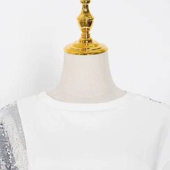 TOWTWINSTYLE cekiny casual biała bluza z kapturem dla kobiet O neck z długim rękawem nieregularne patchwork свитшоты damskie 2020 nowy