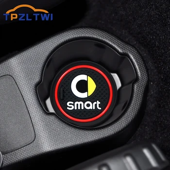 TPZLTWI Anti-Slip Gate Slot Cup Mat for Smart 453 fortwo forfour Interior Antypoślizgowy dywanik akcesoria drzwi mata naklejki do stylizacji samochodów