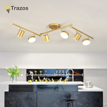 TRAZOS 220V LED lampy sufitowe z okrągłym metalowym kloszem do salonu Nowoczesne płytki lampa sufitowa Złota lampa do sypialni