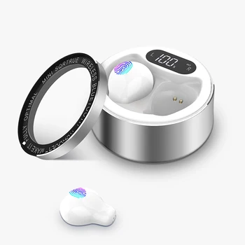 TWS Bluetooth, słuchawki Bezprzewodowe, słuchawki bardzo mała, ukryta sportowy zestaw słuchawkowy sterowanie dotykowe przenośne słuchawki z ładowania skrzynią
