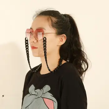 Teamer Chic Black Acrylic Glasses Chain for Men Women Punk szerokie okulary paski kable modne okulary do czytania uchwyt na szyi