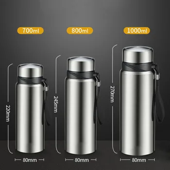 Termos ze stali nierdzewnej 1000 ml firmy vacuum flask podróży przenośny termos na białym tle butelki 700/800/1000 ml
