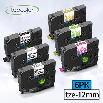 Topcolor dla Brother tze Tapes tze-231 12 mm Этикеточные taśmy fluorescencyjne kolory 6PK P-touch Label Maker drukarka Taśma tz 231 naklejka