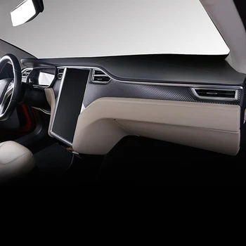 Trochę zmienić włókna węglowego samochodu na desce rozdzielczej naklejki wentylacyjne ozdoby ochraniacz akcesoria dla Tesla Model S Model X