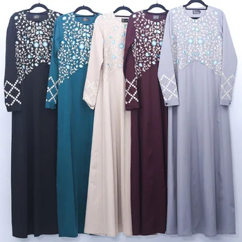 Turcja Maxi A-sylwetka muzułmański strój kobiety haft Abaya hidżab sukienki marokańska kaftan długie szlafroki Dubaj islamskiej odzież sukienka