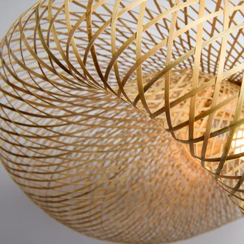 Twórczy Ręcznie Bambus Nasufitowe Pokój Dzienny Wystrój Domu Wisząca Prosta Osobowość Jadalnia Bambusowy Kapelusz Słomkowy Lampa