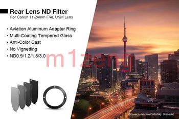 Tylna soczewka ND0.9+1.2+1.8+3.0 zestaw filtrów ND z adapterem do Canon 11-24 mm F/4L USM 8-15 14 15 16-35 17-35 17-40 mm obiektyw aparatu