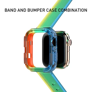 Tęczowe kolory Sportowy pasek do Apple Watch 6 SE Bands silikonowy przezroczysty dla Mc 5 4 3Strap 38mm 40mm 42mm 44mm