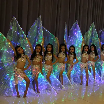 Tęczowe skrzydło LED motyl garnitur Szal Bajki wydajność odzież dla dzieci nowy projekt scena taneczna odzież