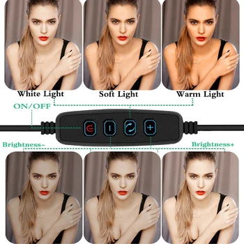 USB Ring Light LED Selfie Ringlight Photography Flash Lamp with Tripod Stand For Makeup Youtube VK Video Dimmable Lighting