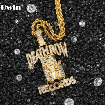 UWIN hip-hop biżuteria Deathrow Records wisiorek naszyjniki dla mężczyzn lodu cyrkonia zawieszenia miedziane wisiorki biżuteria