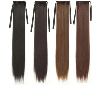 Uroczy nowy super długi pasek klip damska peruka, czarny, brązowy długie proste włosy w koński ogon zaawansowane nakrycie głowy