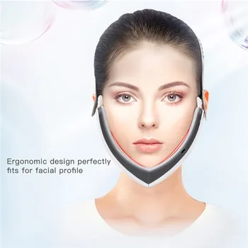V-kształtna forma wyszczuplający masażer do twarzy elektryczna wibracje 48 led terapia fotonowa lifting twarzy podbródek V kontur twarzy Piękna maszyna 45