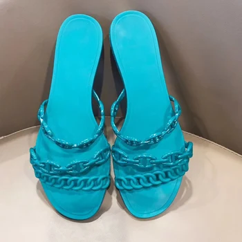 VALLU 2020 pantofle, odzież damska mokra woda, Plaża, Nadmorski wypoczynek deszczowy dzień łańcuchy z tworzyw sztucznych ręcznie robione sandały pasek