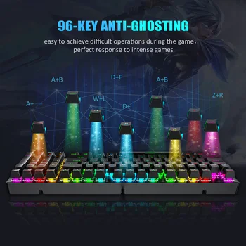 VicTsing PC259 klawiatura mechaniczna RGB USB Wired Gaming Keybaord Blue Switch z 96 melodykę czapki Customized RGB Backlit For PC Gamer