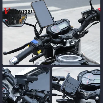 Vmonv Universal Metal Chargable Motorcycle Kamera Wsteczna Mirror Cell Phone Holder Stand Smartphone Handlebar Moto Bike Mount Holder
