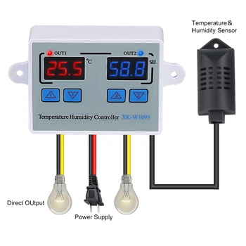 W1099 Cyfrowy Regulator Temperatury I Wilgotności Domowy Lodówka Termostat Humidistat Termometr Higrometr Przełącznik Sterowania