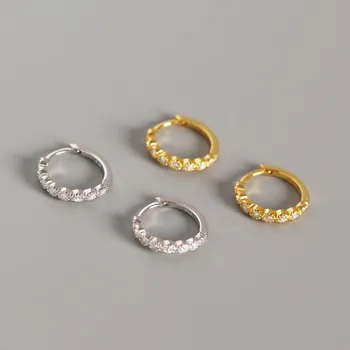 WANTME Real 925 srebro utorować Kryształ Cyrkon proste okrągłe kolczyki szpilki dla kobiet Femme biuro biżuteria akcesoria