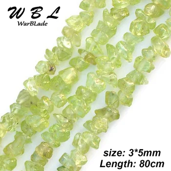 WBL 3*5 mm kamień naturalny peridot frytki kulki o nieregularnym kształcie Forma peridot chipsy koraliki do tworzenia biżuterii DIY bransoletka naszyjnik klasyczny