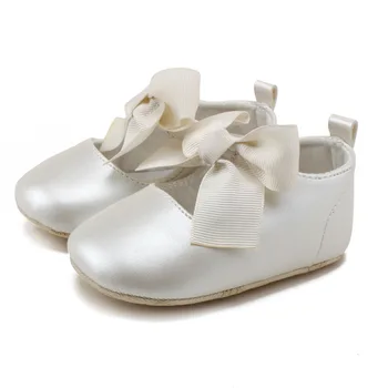 WONBO 0-18M Toddler Baby Girl Soft PU Princess Shoes Bow Bandage Infant Prewalker New Born Baby Shoes