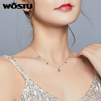 WOSTU Little Daisy regulowany Naszyjnik dla kobiet 925 srebro CZ luksusowej marki biżuterii 2020 nowy tryb naszyjnik FIN415