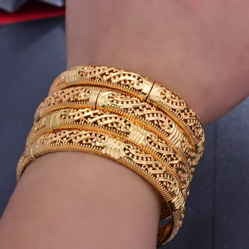 Wando 1szt Dubaj, Indie, Afryka złoty kolor bransoletki dla kobiet Złota kratka bransoletka dziewczyny kobiety ręcznie biżuteria arabski prezent