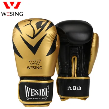 Wesing Pro Adult Boxing Gloves Muay Thai MMA Punch Mitts Silver Gold