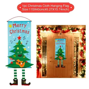Wesołych Świąt Bożego Narodzenia Ozdoba Santa Claus Baner, Flaga Drzwi Okno Wisi Świąteczny Wystrój