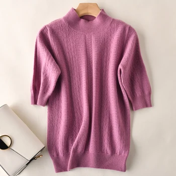 Wełna z dzianiny swetry dla kobiet z krótkim rękawem O-neck jumper sprzedaż netto wełniany sweter damski odzież Damska