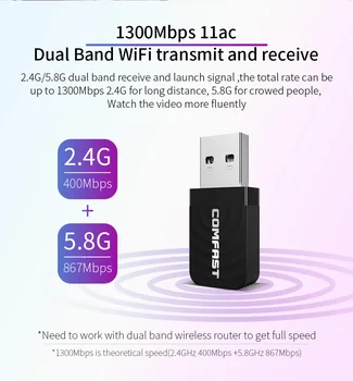 Wi-fi adapter USB 3.0-Gigabit AC1300Mbps dwuzakresowy 2.4 G/5.8 G Bezprzewodowy Wi-fi dongle PC komputerowa karta sieciowa odbiornik antena