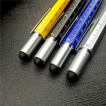 Wielofunkcyjny długopis sześć-w-jednym mały EDC narzędzia wkrętak,poziomica ekran dotykowy długopis linijka