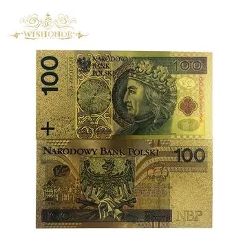 Wishonor 10 szt./lot banknotów 100 PLN Polska banknot tata Złoty banknot do kolekcji 999 złota. Plastikowa tuleja bez polimeru