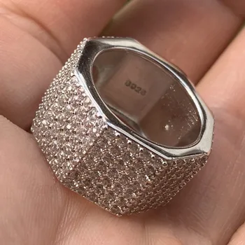 Wspaniałe luksusowe biżuteria 925 srebro 7 rzędów biały przezroczysty 5A cyrkonia wieczność poligon pierścionek zaręczynowy Pierścień kochanka