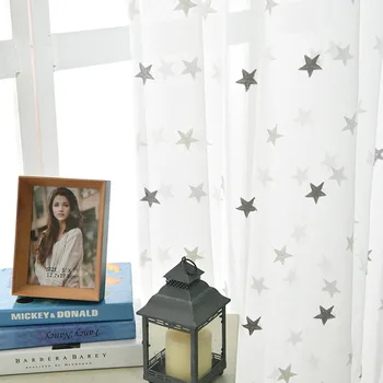 Współczesna gwiazda haftowane białe przezroczyste zasłony do salonu Sypialnia Kuchnia firany zasłony plac zabaw Drzwi okna rolety