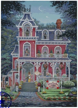 Wysoka jakość i piękny piękny liczenie sztuk zestaw do haftu rose trellis inn house home villa