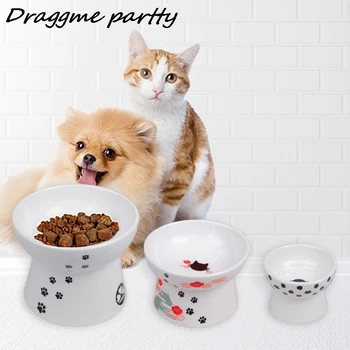 Wysoka ochrona nóg Pet ceramiczna miska dla kotów i psów ceramiczna miska dla zwierząt domowych dla antypoślizgową kociej miski jedzenie poidło karmnik