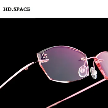 Wysoki Przezroczysty Antyodblaskowy Rhinestone Okulary Do Czytania Kobiety Tytanowe Okulary Diamentowe Cięcie Bez Oprawy Пресбиопические Punkty