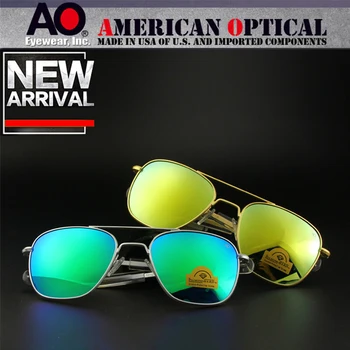 Wysokiej jakości amerykańska armia wojskowy pilot AO okulary przeciwsłoneczne lustro szklane soczewki mężczyzn marki projektant jazdy okulary męskie OP55 OP57