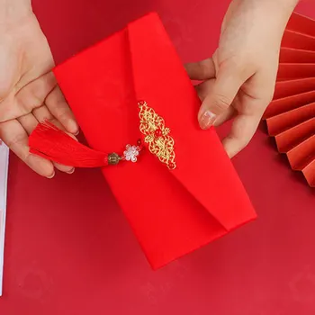 Wyszywane bull-czerwony w kształcie koperty Nowy rok czerwony koperta tkaniny pakiet czerwony Chiński Nowy rok czerwony pakiet 2021