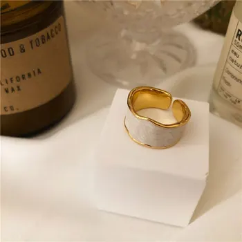 XIYANIKE 925 srebro próby francuski Vintage inkrustowane Złotą felgę nieregularne gładkie pierścienie wysokiej jakości ręcznie romantyczna moda para