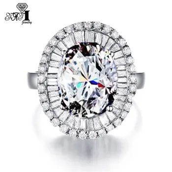 YaYI mody kobiety biżuteria pierścień 4.5 CT Biały CZ srebrny kolor obrączki obrączki partii pierścień prezent